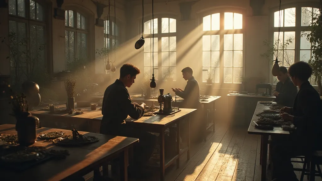 Vintage button manufacturing workshop