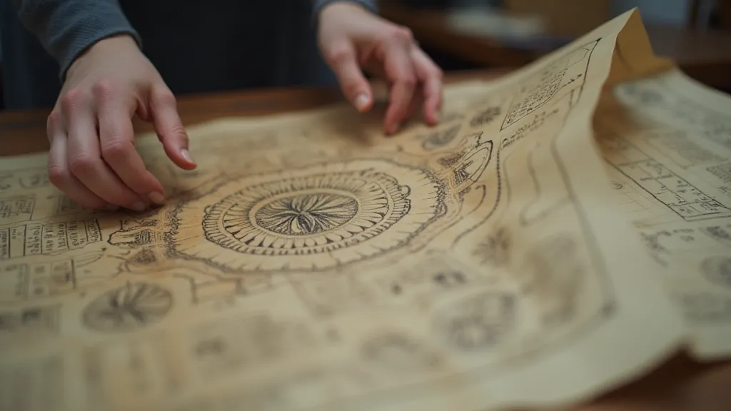 Maker's hands unfolding a vintage pattern