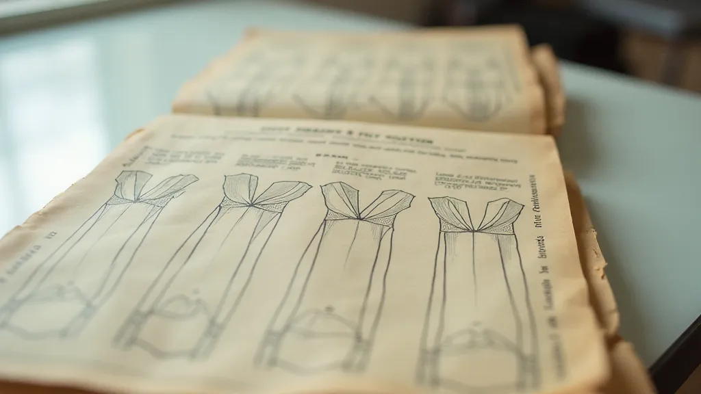 Detailed view of a vintage sewing pattern