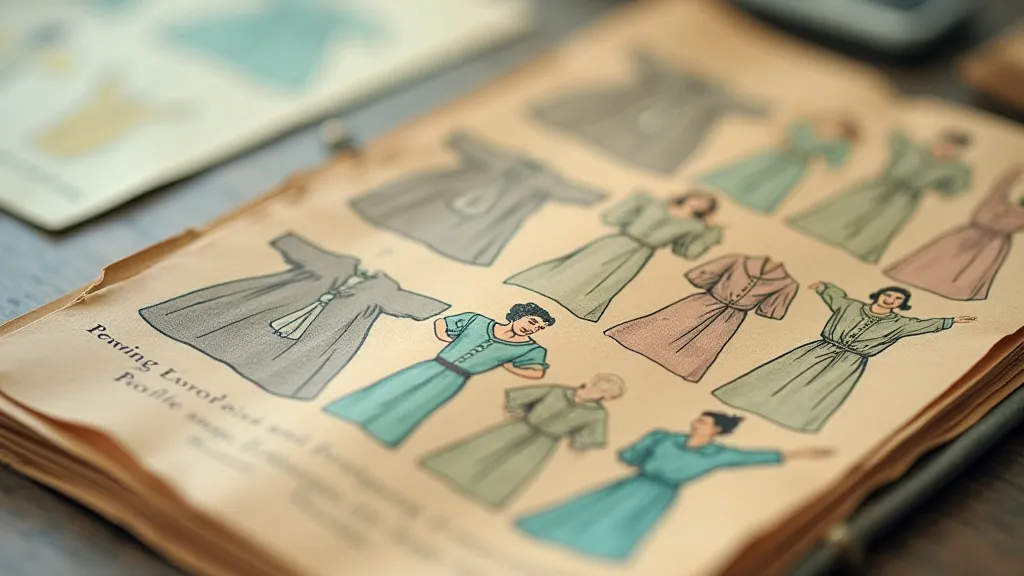 Close-up of a vintage sewing pattern