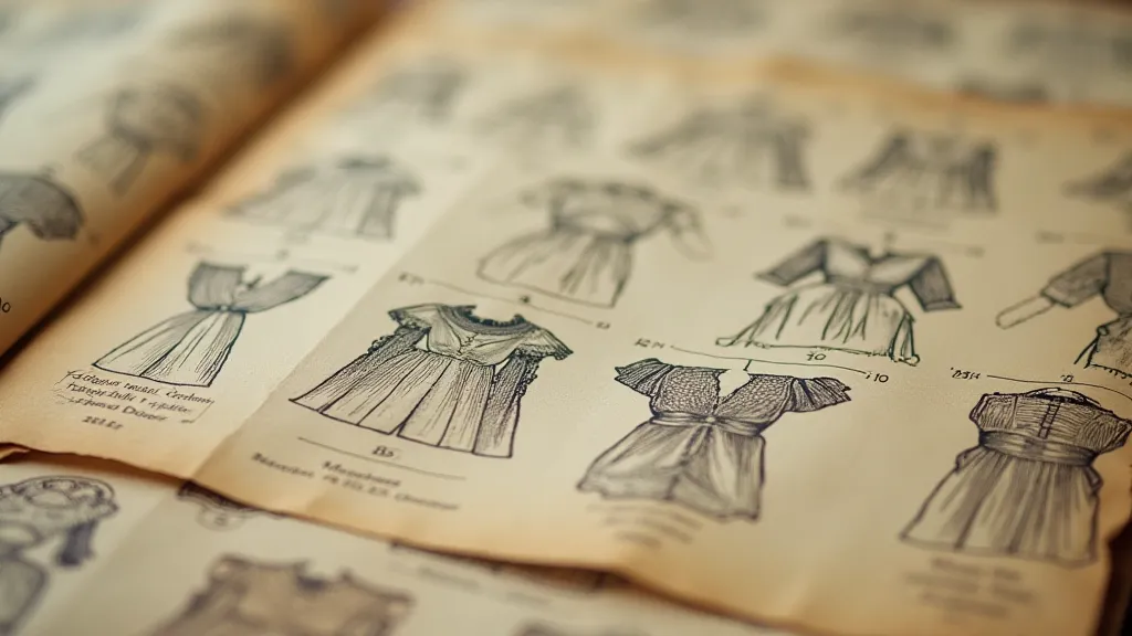 Close-up of a vintage sewing pattern