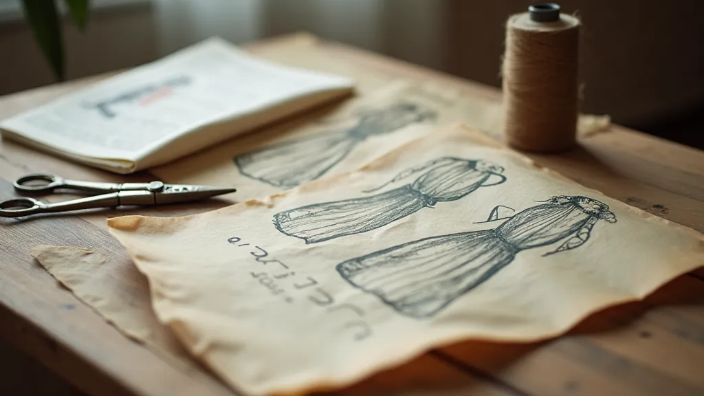 Vintage dress pattern with wool thread