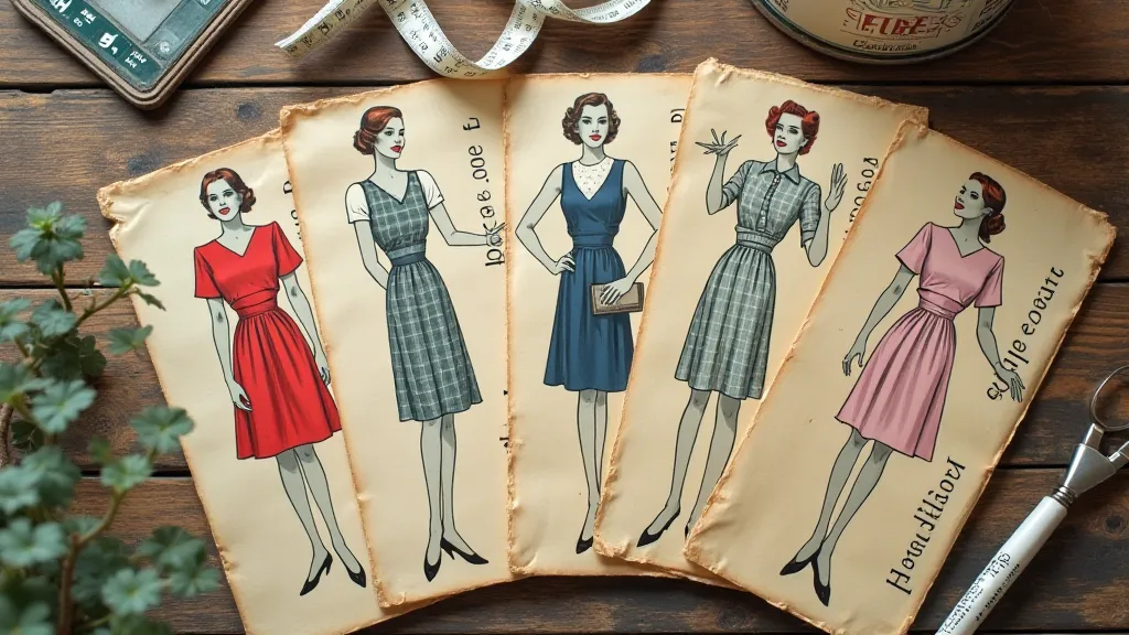 Vintage Sewing Patterns Flat Lay