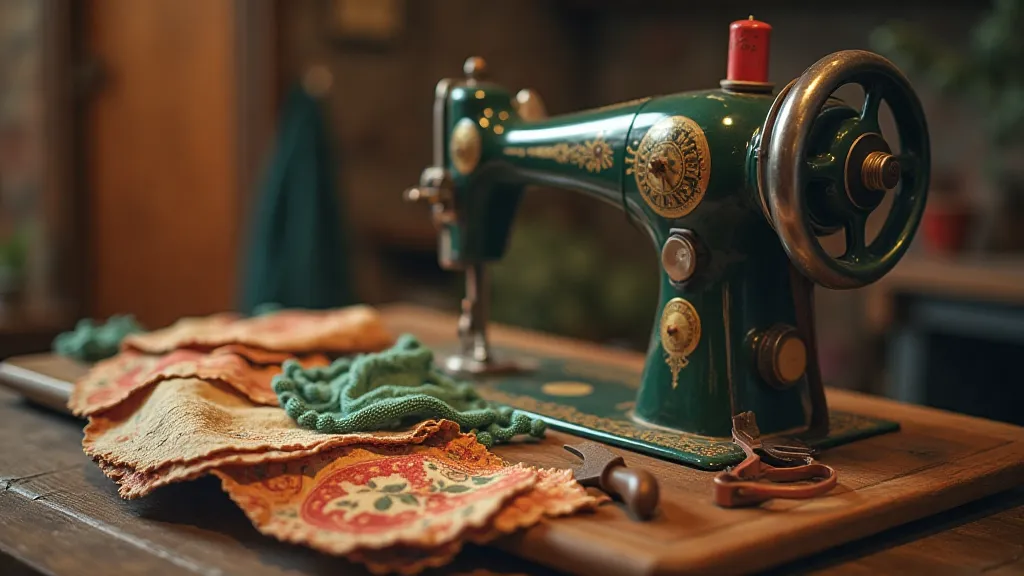 Vintage sewing machine and sewing supplies